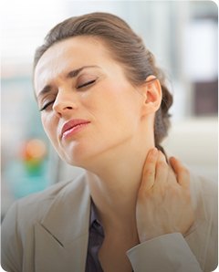 woman rubbing neck in pain