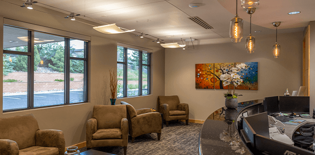 Welcoming reception area in Colorado Springs dental office