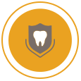 Animated tooth on shield icon highlighted