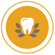 Animated tooth surrounded by leaves icon highlighted