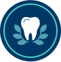Animated tooth surrounded by leaves icon