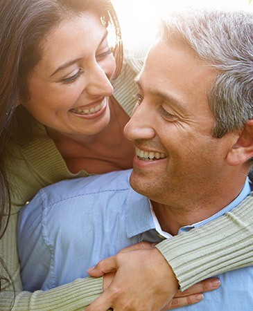 woman smiling at man