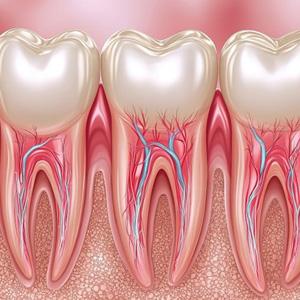 Illustration showing root canals of teeth