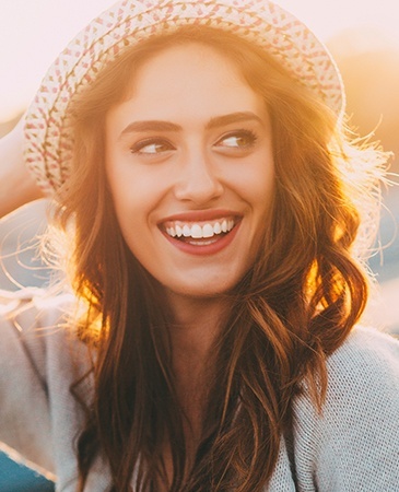 woman modeling in hat