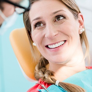 woman smiling at dentist